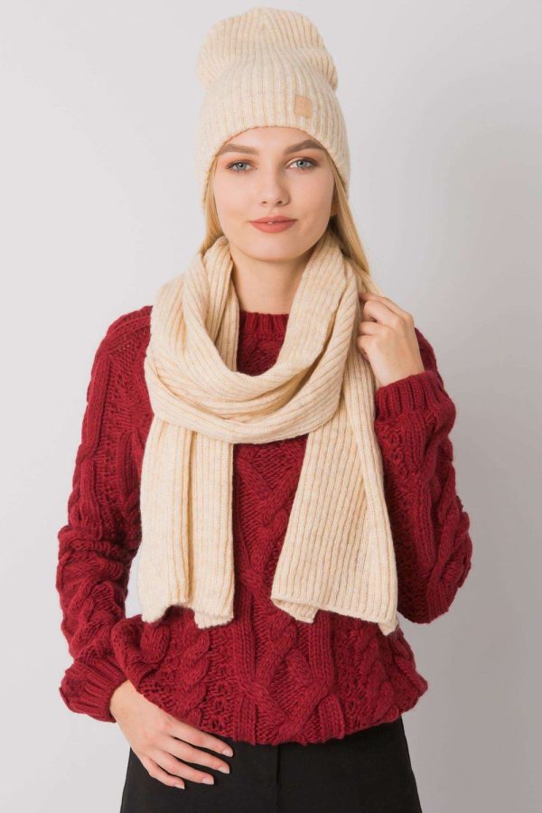 Beige Set in Caps & Hats For Women with Acrylic