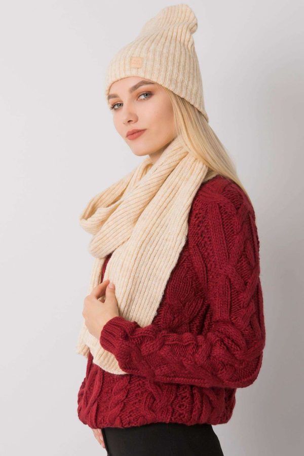 Beige Set in Caps & Hats For Women with Acrylic