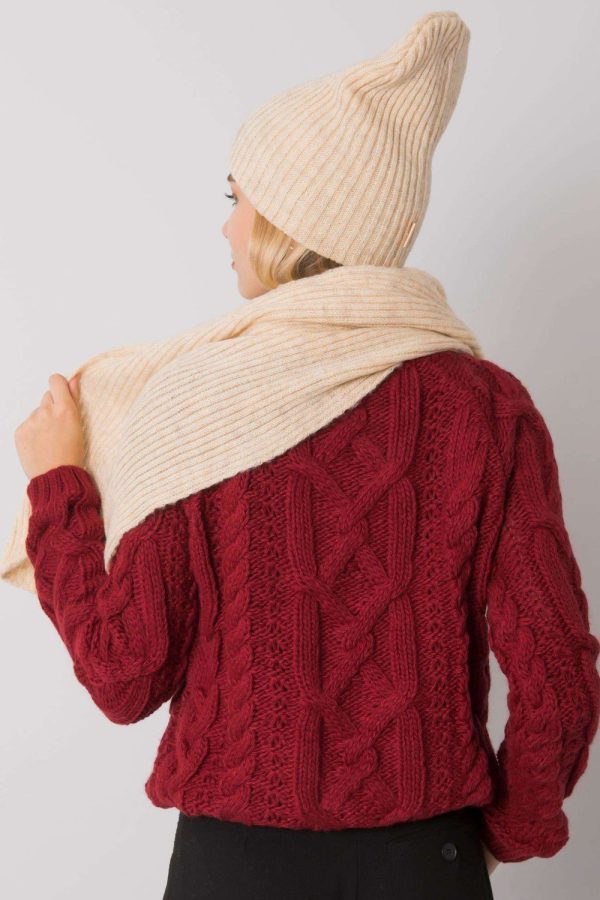 Beige Set in Caps & Hats For Women with Acrylic