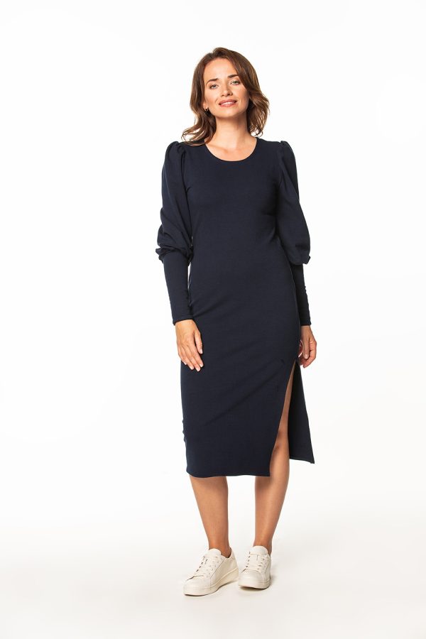 Navy Blue Daydress in Day Dresses with Cotton and Polyester