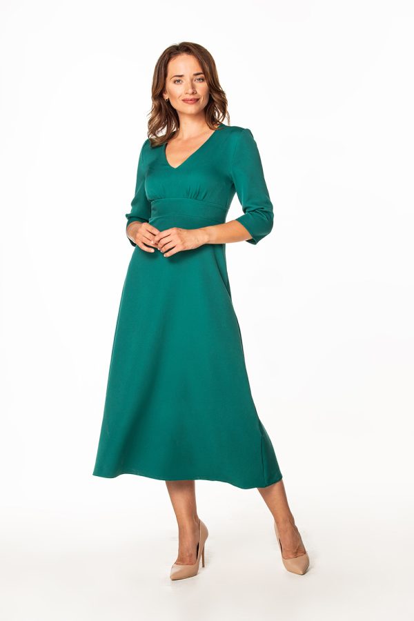 Green Daydress in Day Dresses with Spandex and Polyester