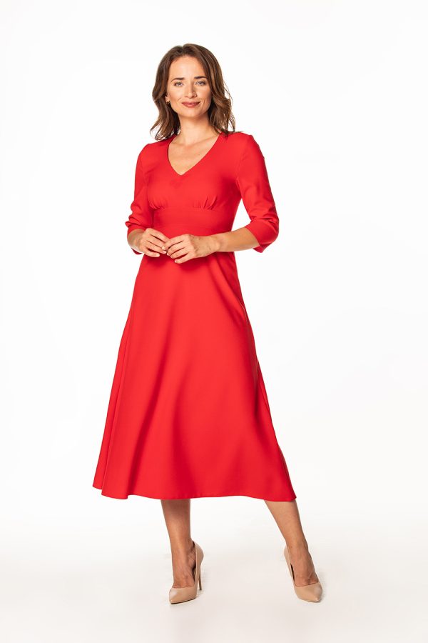Red Daydress in Day Dresses with Spandex and Polyester