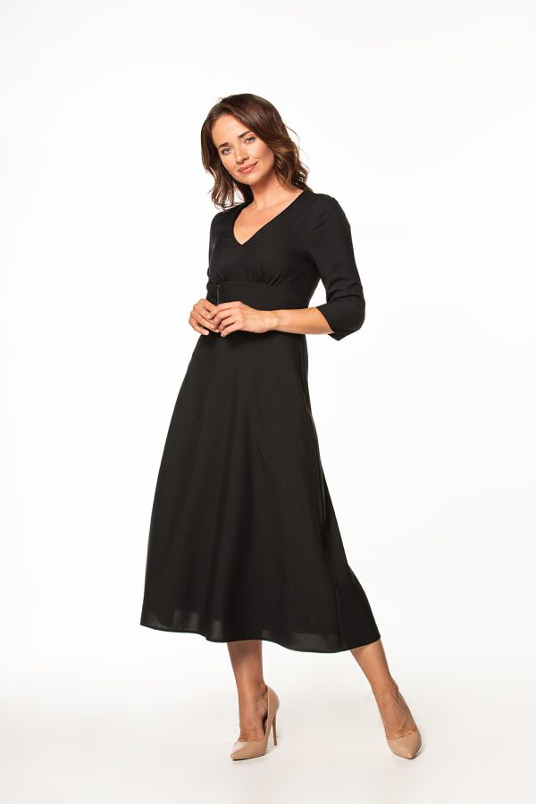 Black Daydress in Day Dresses with Spandex and Polyester