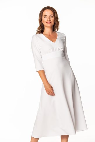White Daydress in Day Dresses with Spandex and Polyester