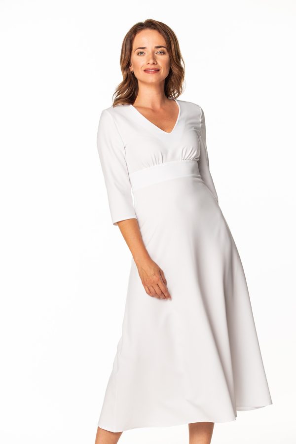 White Daydress in Day Dresses with Spandex and Polyester