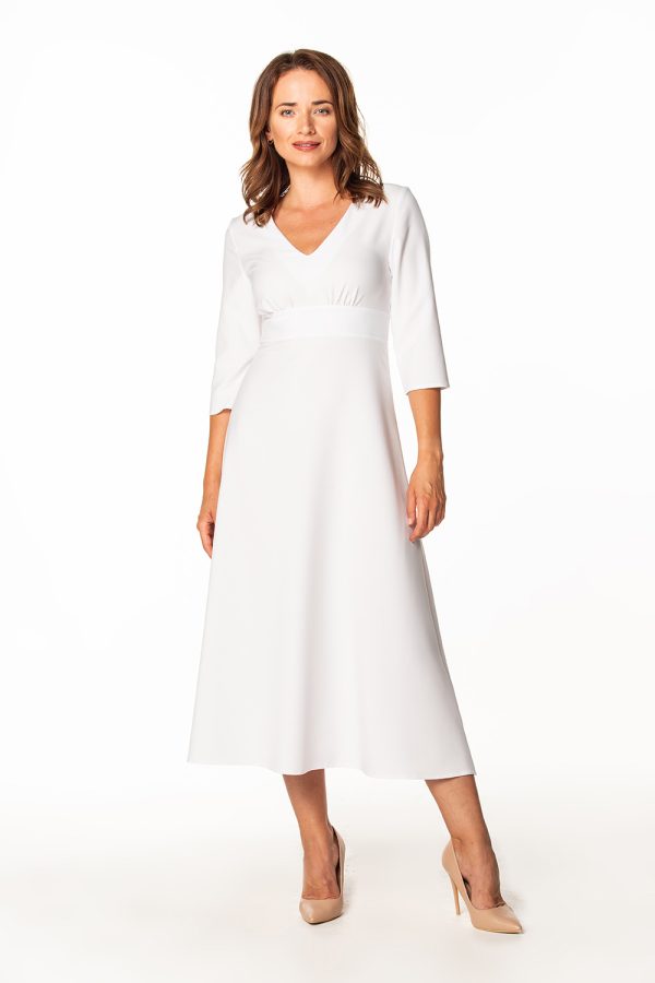 White Daydress in Day Dresses with Spandex and Polyester