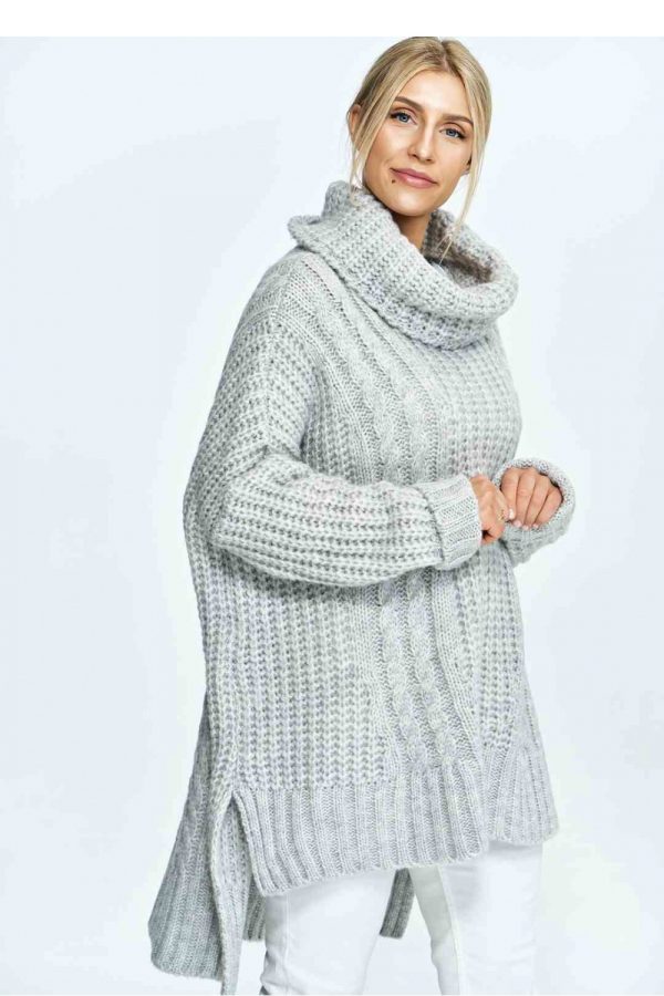 Grey Turtleneck in Sweaters, Pullovers, Jumpers, Turtlenecks, Boleros, Shrugs with Acrylic, Nylon, Polyester and Wool
