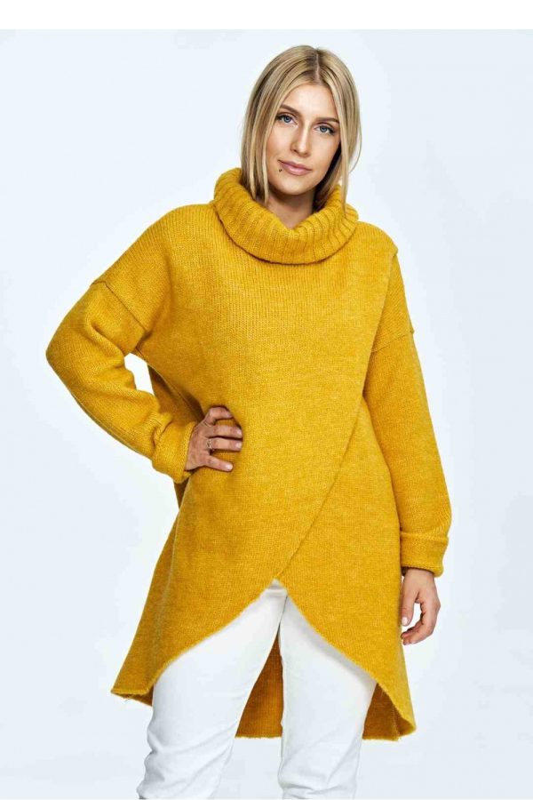 Yellow Turtleneck in Sweaters, Pullovers, Jumpers, Turtlenecks, Boleros, Shrugs with Acrylic, Nylon, Polyester and Wool