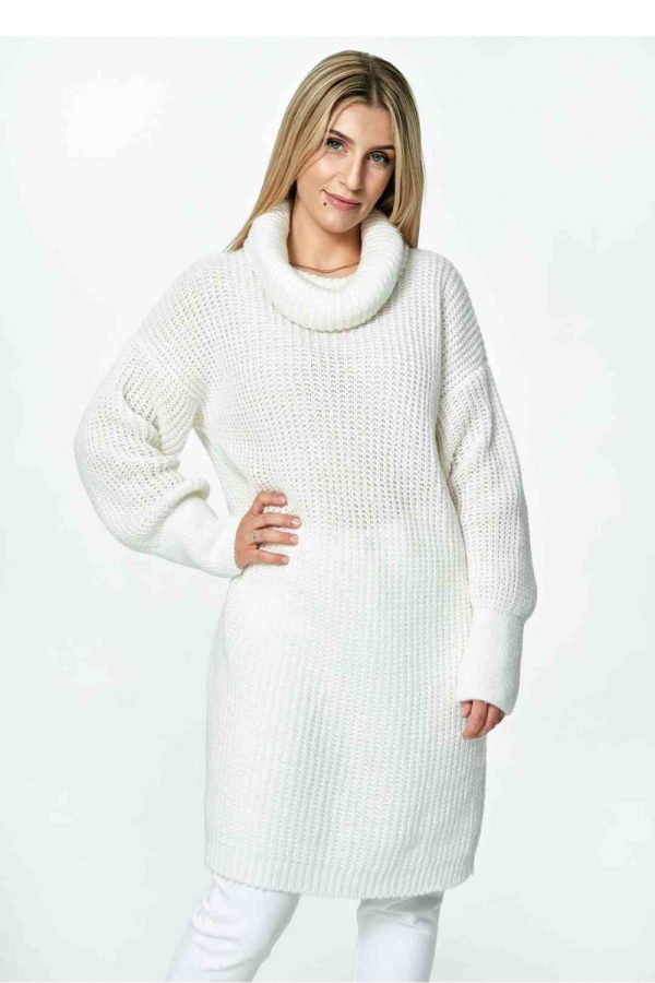 Beige Long Jumper in Sweaters, Pullovers, Jumpers, Turtlenecks, Boleros, Shrugs with Acrylic, Nylon, Polyester and Wool