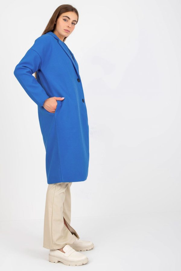 Blue Coat in Women`s Coats, Jackets with Polyester