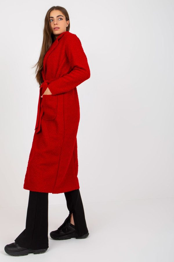 Red Coat in Women`s Coats, Jackets with Polyester