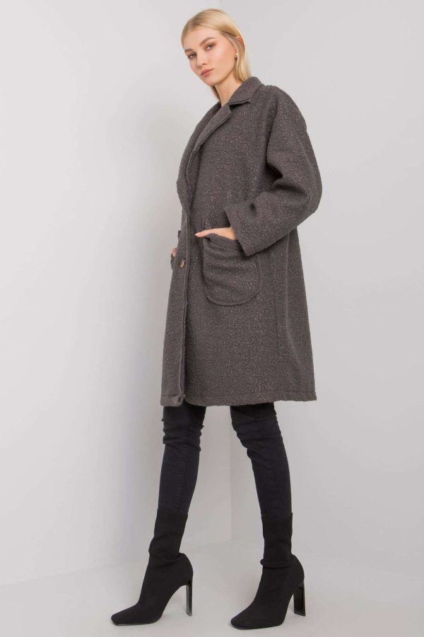 Grey Coat in Women`s Coats, Jackets with Polyester