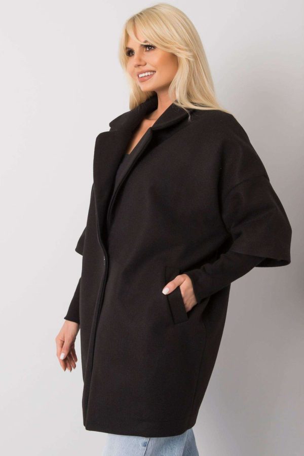 Black Coat in Women`s Coats, Jackets with Polyester