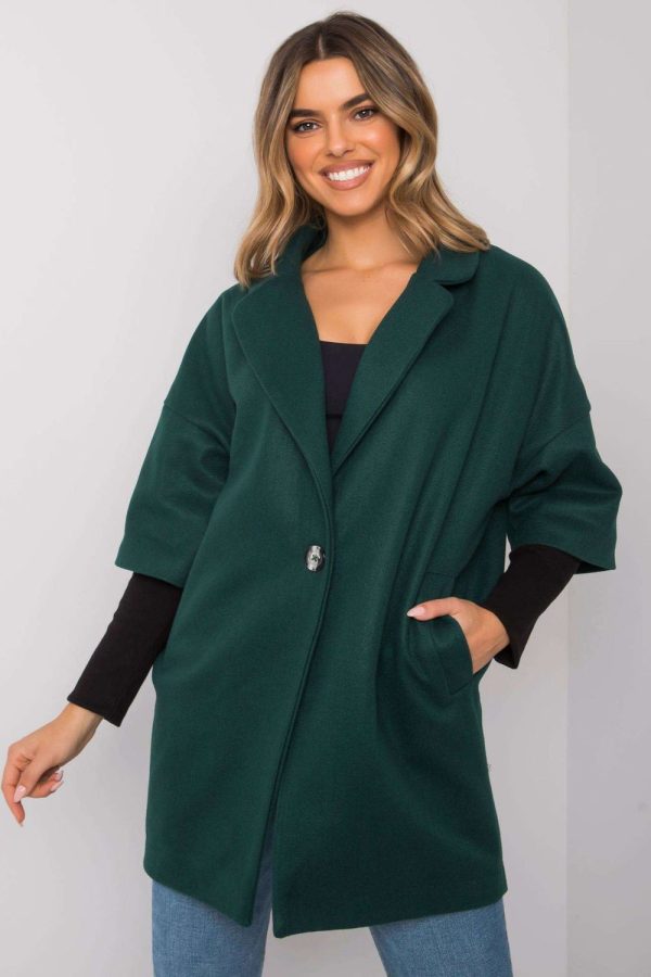 Green Coat in Women`s Coats, Jackets with Polyester