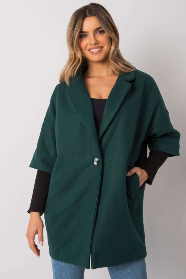 Green Coat in Women`s Coats, Jackets with Polyester