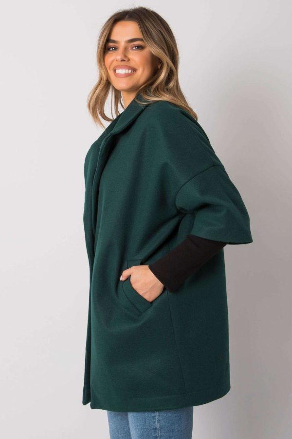 Green Coat in Women`s Coats, Jackets with Polyester