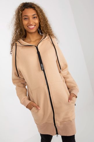 Beige Sweatshirt in Sweatshirts For Women with Cotton, Spandex and Polyester