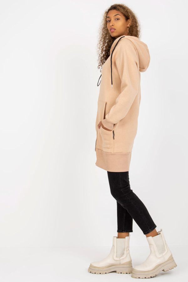 Beige Sweatshirt in Sweatshirts For Women with Cotton, Spandex and Polyester