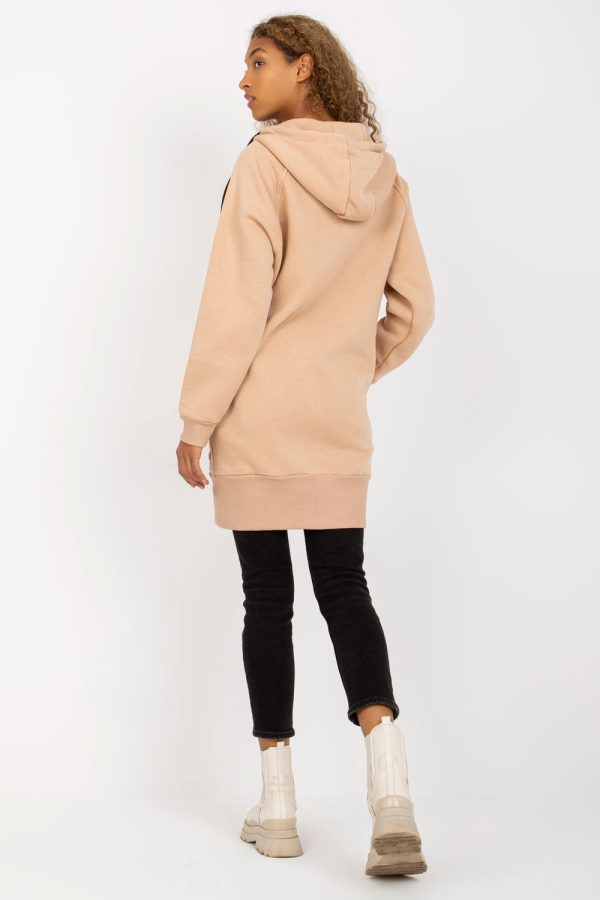 Beige Sweatshirt in Sweatshirts For Women with Cotton, Spandex and Polyester