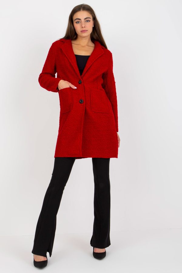 Red Coat in Women`s Coats, Jackets with Polyester