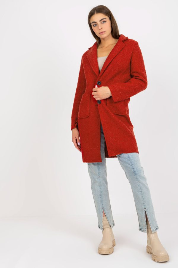 Orange Coat in Women`s Coats, Jackets with Polyester