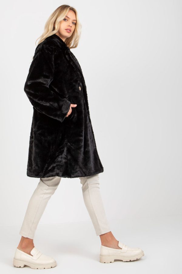 Black Coat in Women`s Coats, Jackets with Polyester