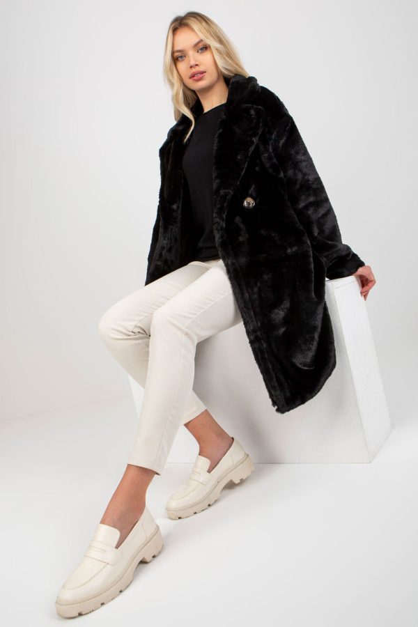 Black Coat in Women`s Coats, Jackets with Polyester