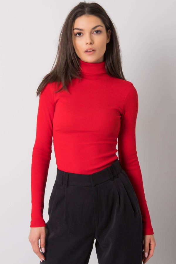 Red Turtleneck in Sweaters, Pullovers, Jumpers, Turtlenecks, Boleros, Shrugs with Cotton and Spandex
