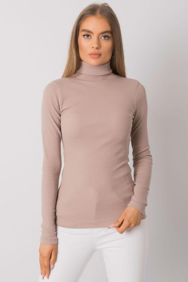 Beige Turtleneck in Sweaters, Pullovers, Jumpers, Turtlenecks, Boleros, Shrugs with Cotton and Spandex