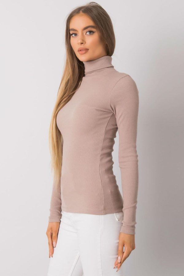 Beige Turtleneck in Sweaters, Pullovers, Jumpers, Turtlenecks, Boleros, Shrugs with Cotton and Spandex