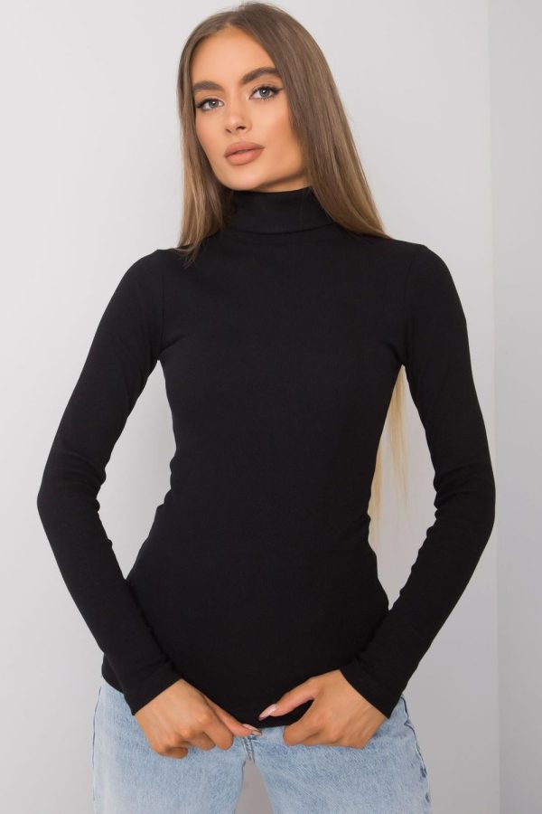 Black Turtleneck in Sweaters, Pullovers, Jumpers, Turtlenecks, Boleros, Shrugs with Cotton and Spandex