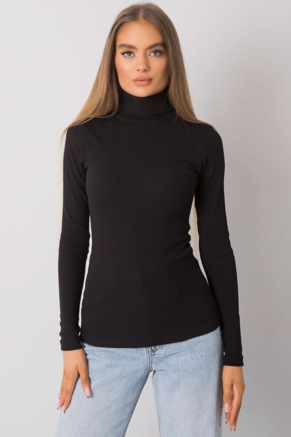 Black Turtleneck in Sweaters, Pullovers, Jumpers, Turtlenecks, Boleros, Shrugs with Cotton and Spandex