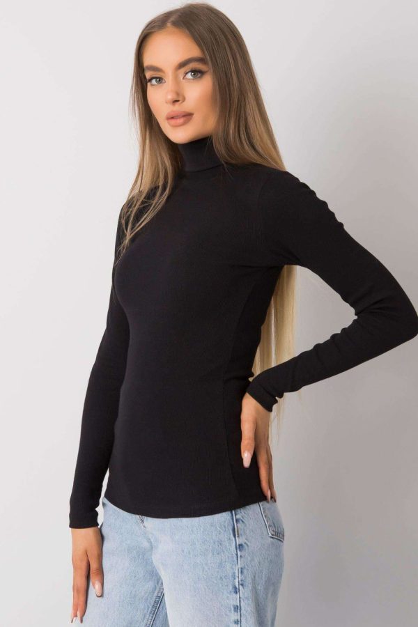 Black Turtleneck in Sweaters, Pullovers, Jumpers, Turtlenecks, Boleros, Shrugs with Cotton and Spandex