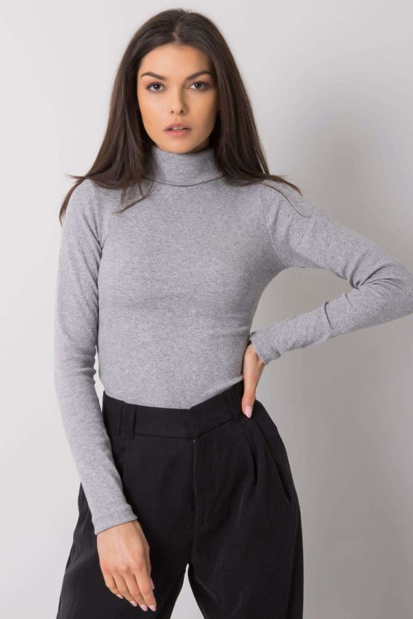 Grey Turtleneck in Sweaters, Pullovers, Jumpers, Turtlenecks, Boleros, Shrugs with Cotton and Spandex