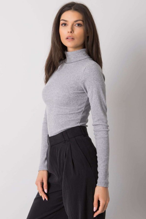 Grey Turtleneck in Sweaters, Pullovers, Jumpers, Turtlenecks, Boleros, Shrugs with Cotton and Spandex