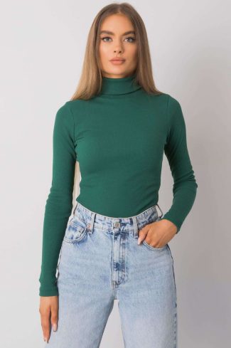 Green Turtleneck in Sweaters, Pullovers, Jumpers, Turtlenecks, Boleros, Shrugs with Cotton and Spandex