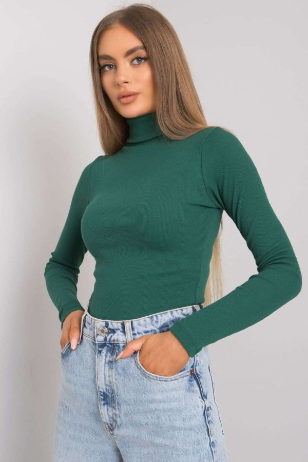 Green Turtleneck in Sweaters, Pullovers, Jumpers, Turtlenecks, Boleros, Shrugs with Cotton and Spandex
