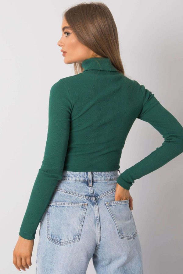 Green Turtleneck in Sweaters, Pullovers, Jumpers, Turtlenecks, Boleros, Shrugs with Cotton and Spandex