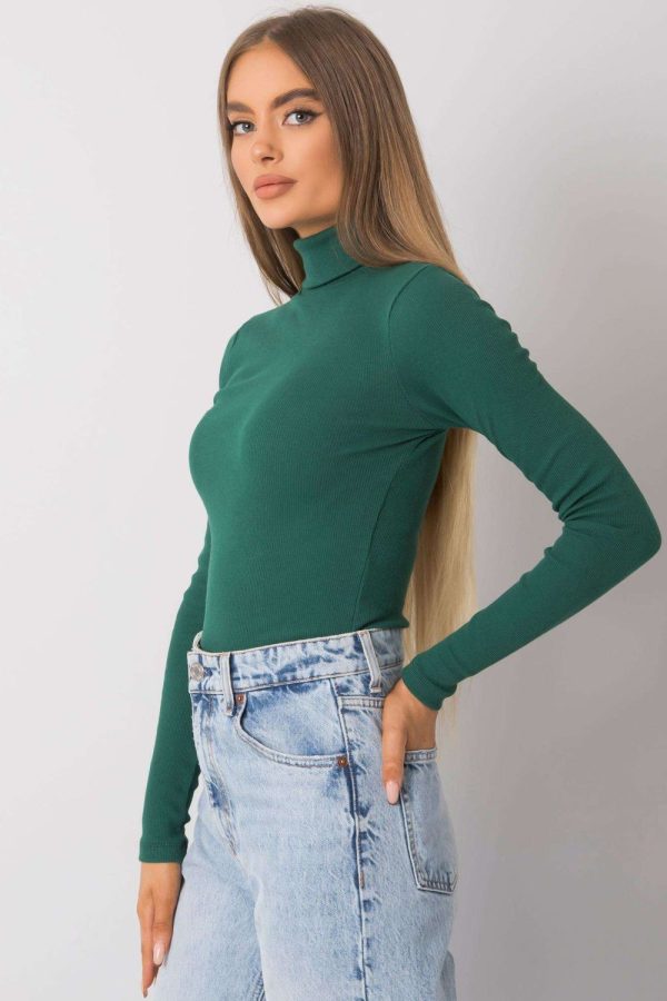 Green Turtleneck in Sweaters, Pullovers, Jumpers, Turtlenecks, Boleros, Shrugs with Cotton and Spandex
