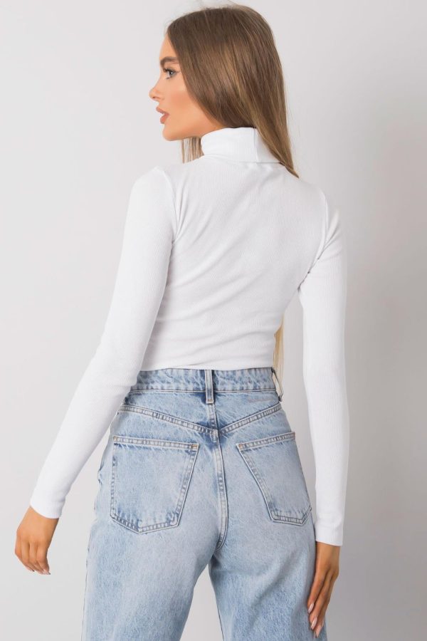White Turtleneck in Sweaters, Pullovers, Jumpers, Turtlenecks, Boleros, Shrugs with Cotton and Spandex