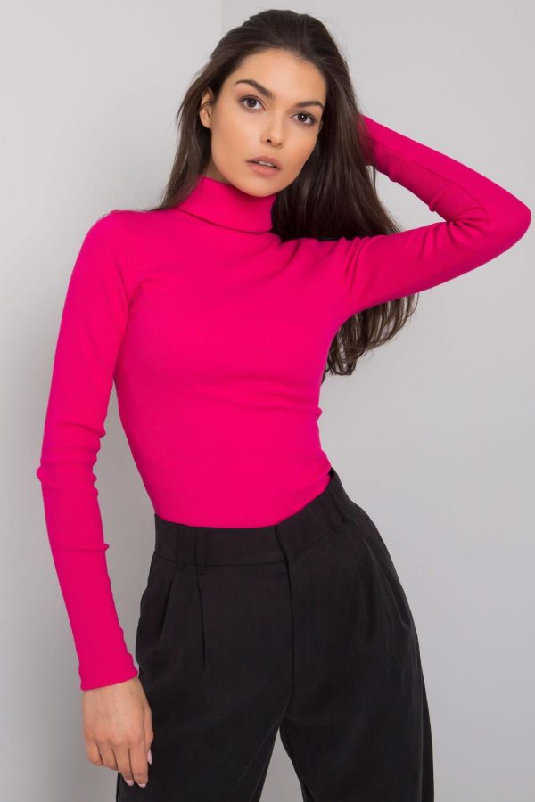 Pink Turtleneck in Sweaters, Pullovers, Jumpers, Turtlenecks, Boleros, Shrugs with Cotton and Spandex