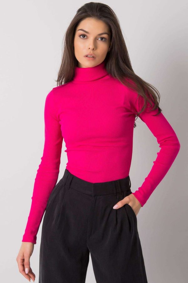 Pink Turtleneck in Sweaters, Pullovers, Jumpers, Turtlenecks, Boleros, Shrugs with Cotton and Spandex