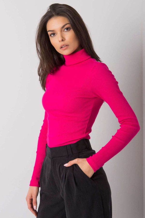 Pink Turtleneck in Sweaters, Pullovers, Jumpers, Turtlenecks, Boleros, Shrugs with Cotton and Spandex