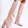 960118.jpg Beige Heel Boots in Over The Knee High Boots, Thigh High Boots with Fabric, Warmers, Footbed, Upper Height and Heel Height