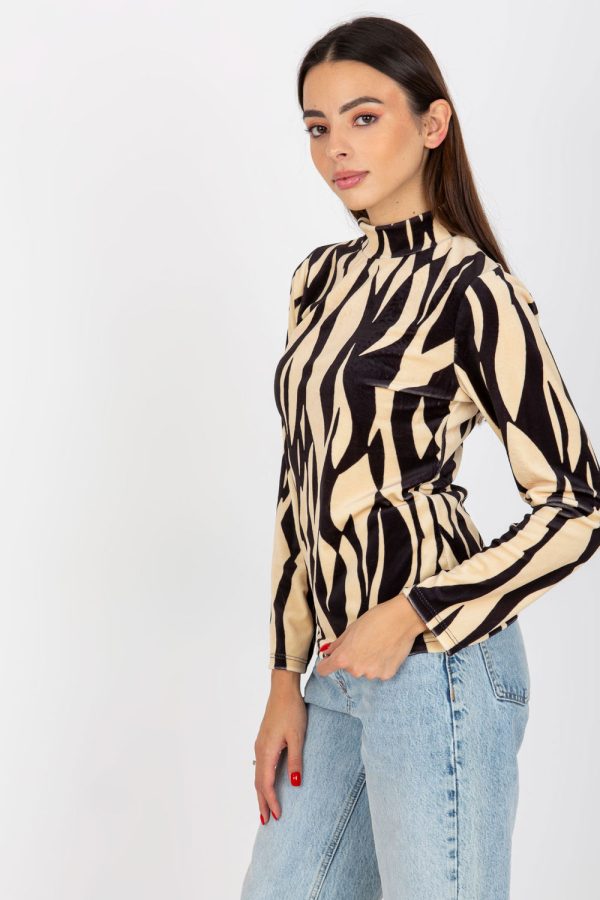 Beige Blouse in Women`s Blouses, Tunics with Spandex and Polyester