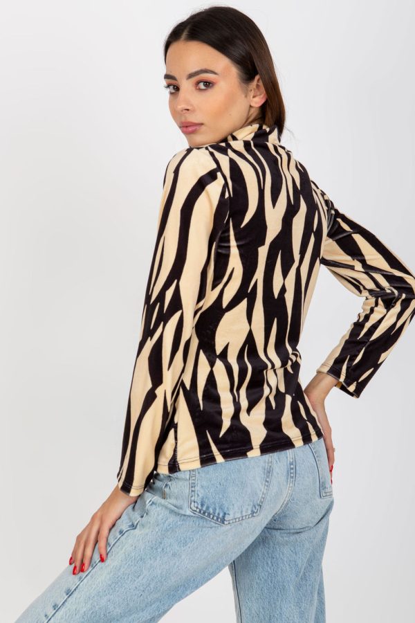 Beige Blouse in Women`s Blouses, Tunics with Spandex and Polyester