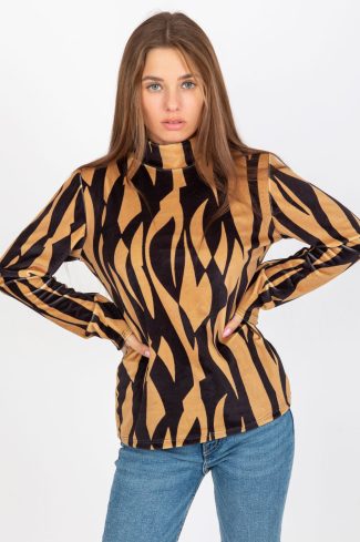 Brown Blouse in Women`s Blouses, Tunics with Spandex and Polyester