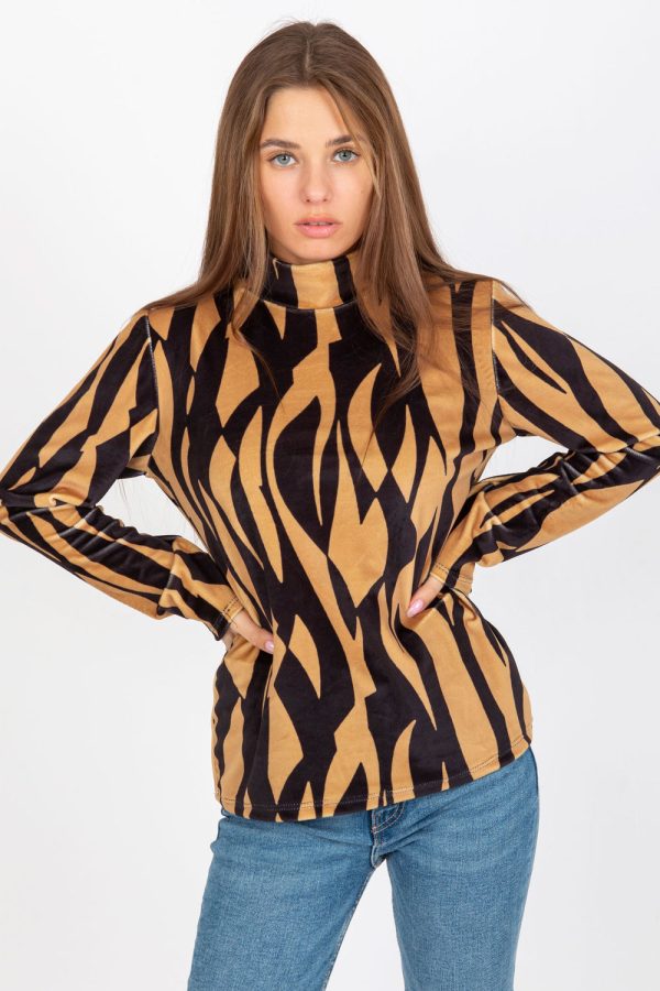 Brown Blouse in Women`s Blouses, Tunics with Spandex and Polyester
