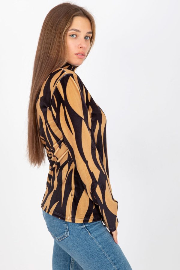 Brown Blouse in Women`s Blouses, Tunics with Spandex and Polyester