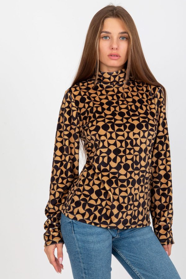Brown Blouse in Women`s Blouses, Tunics with Spandex and Polyester